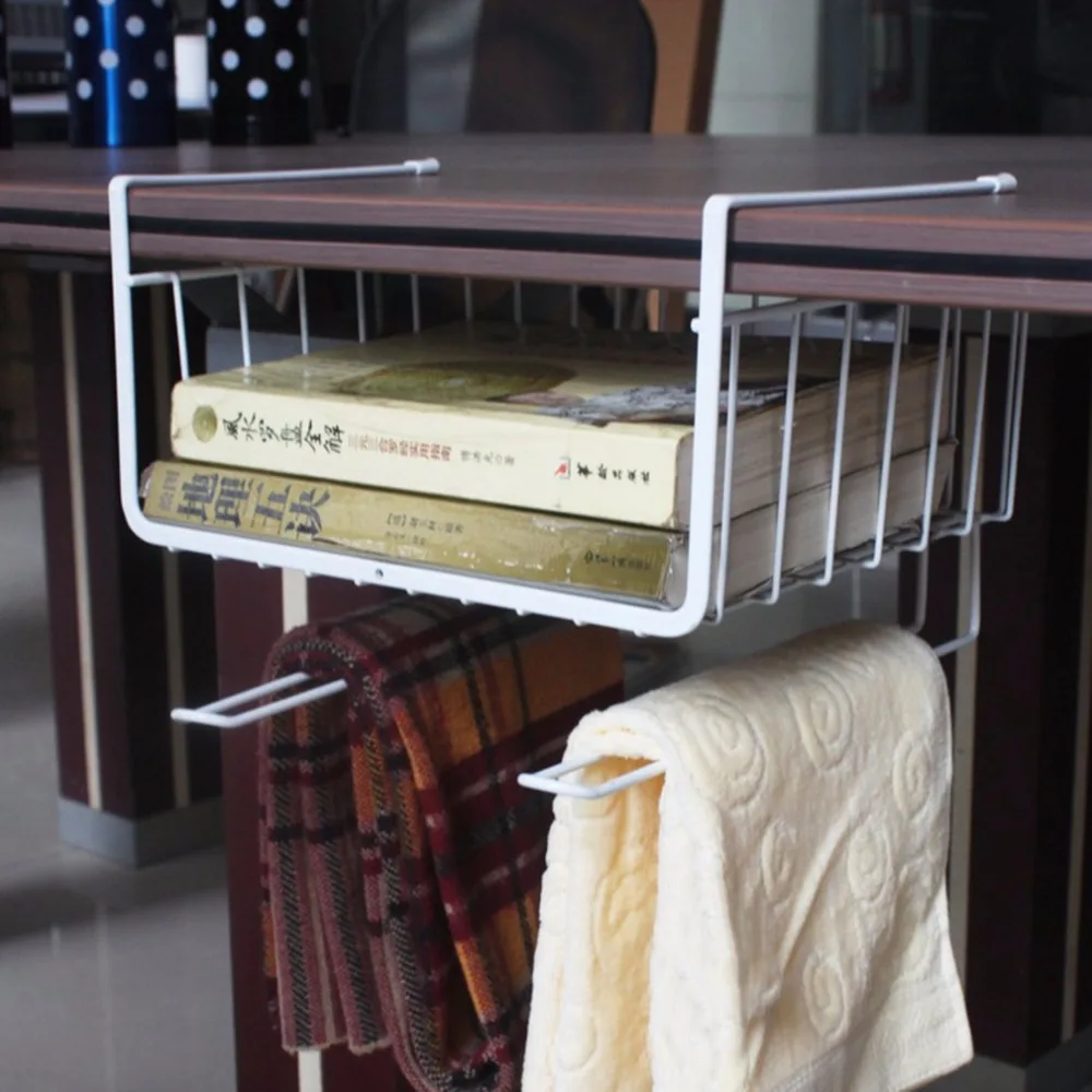Железный кухонный стеллаж для хранения шкаф с подвесной полкой-крюком Полотенца ткани вешалка для посуды грудной клетки хранения полка-органайзер для ванной держатель