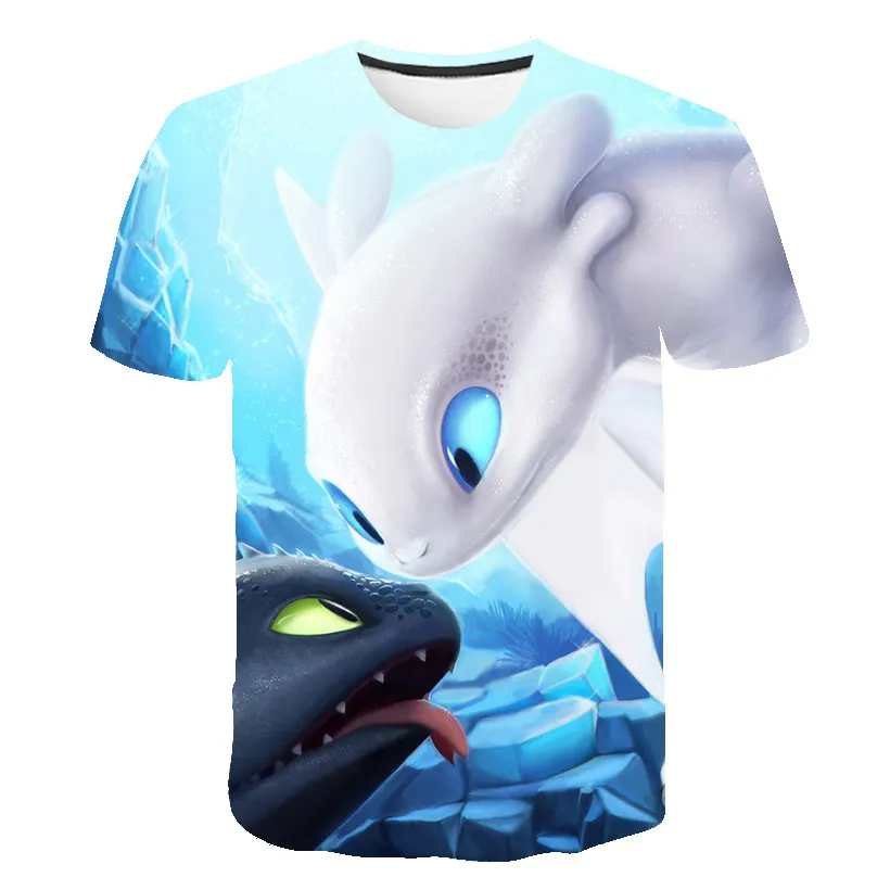 

2019 Summer 3d Full Print T Shirt Boy How To Train Your Dragon Tshirt Kids Cute One piece Cartoon off white Streetwear Tops