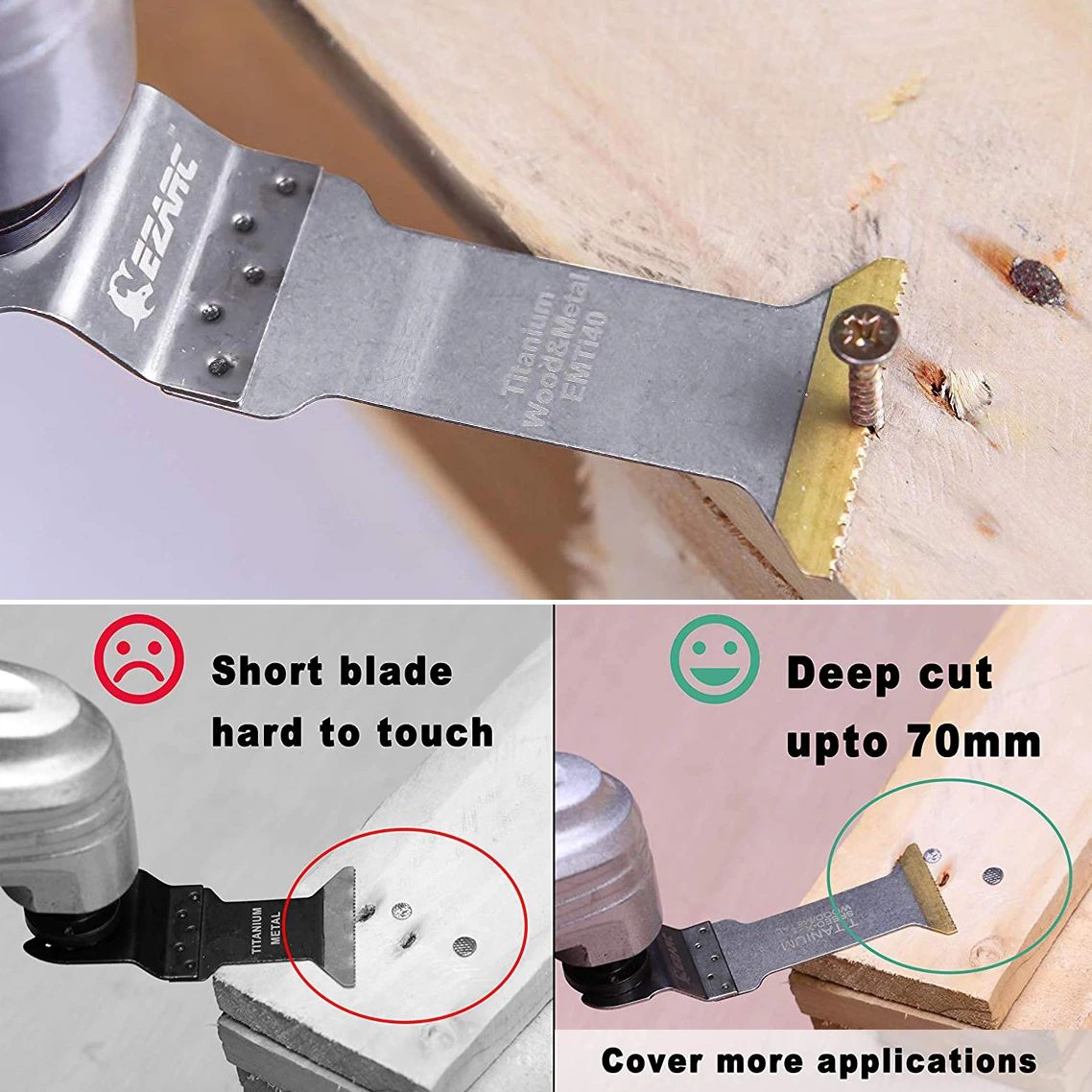 3/6PCS 티타늄 진동 Multitool 블레이드 여분의 전원 컷 톱날 고속 절단 목재, 금속 및 경질 재료