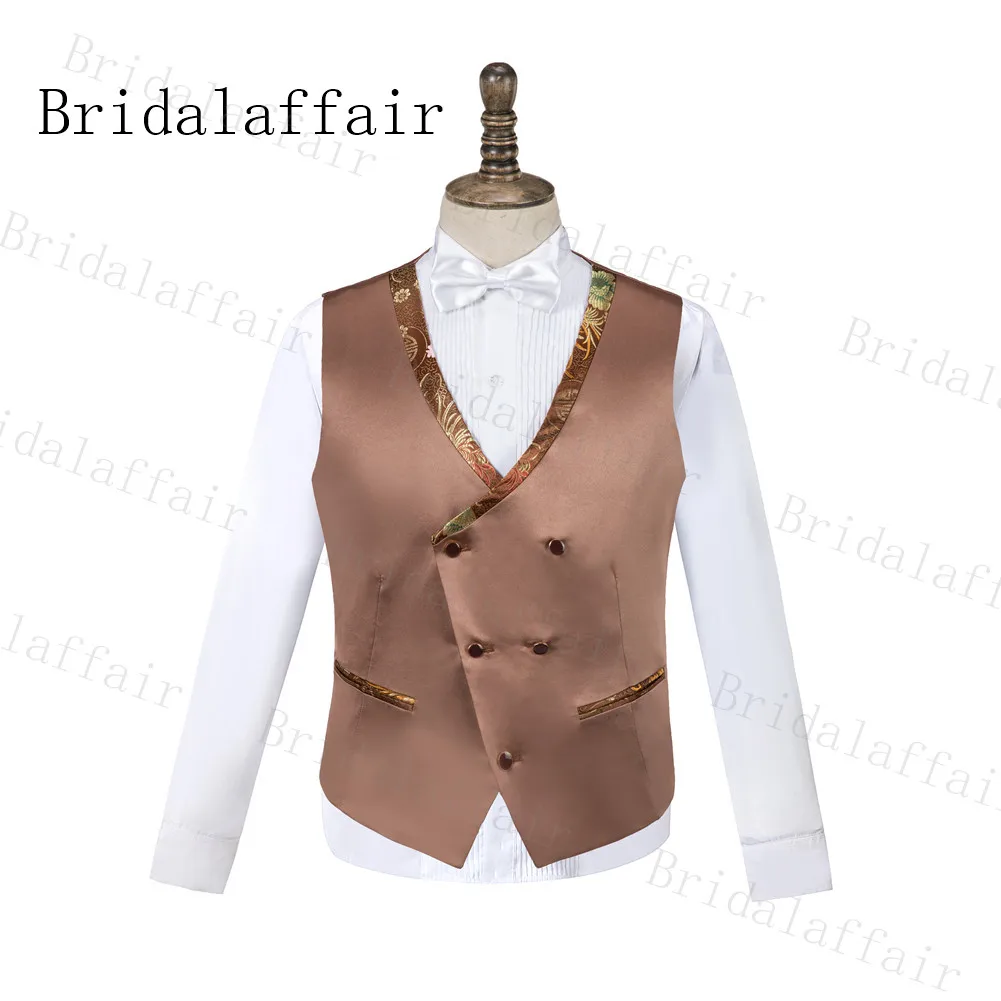 Bridalaffair, Мужские жаккардовые костюмы с отворотом, уникальный узор, лучшие мужские свадебные костюмы, смокинги, Блейзер, жилет, брюки