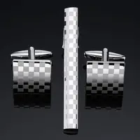 a set High quality brass enamel necktie clip cufflink suit men's business dress accessories French shirt cufflink  tie clip set 2