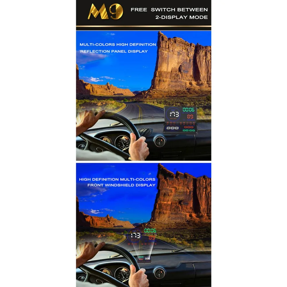 Горячая M9 HUD OBD II EOBD версия цифровой дисплей Универсальный Автомобиль Мотоцикл велосипед цифровой скорость gps Автомобильная электроника Аксессуары