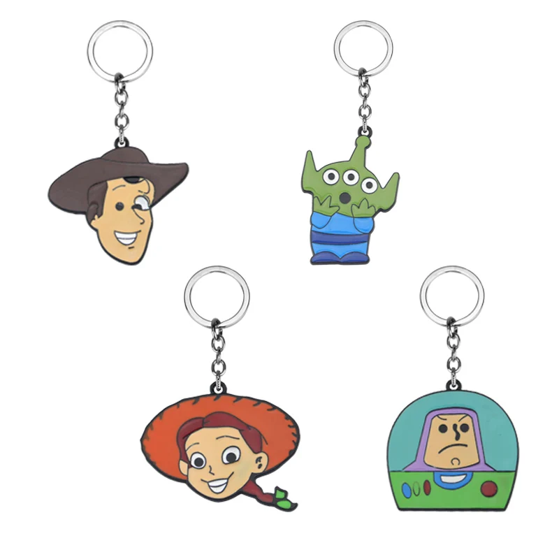 

Cute Movie Toy Story 4 Woody Buzz Lightyear Action Figure Keychain Figure Jessie Woody Alien Key Ring Toys for Children Gift