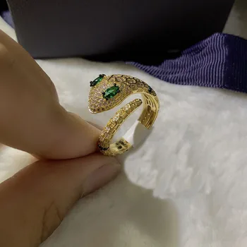 

UMGODLY Copper Fashion Yellow Gold Color High Quality Snake Finger Ring Micro Cubic Zirconia for Women Brand Jewelry