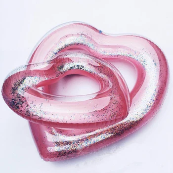 

Rose Gold Sequins Heart Swimming Ring Laps Inflatable Float Loving Heart Adult Child Swim Ring Summer Beach Swimming Circle