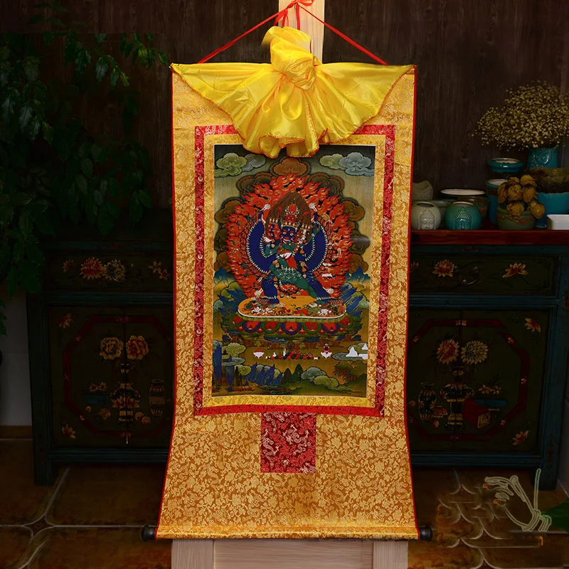 4P- буддийских принадлежностей- 60 см Thang-ga-Six-arm Mahaga Yamantaka VAJRA KILAYA настенные наклейки живопись танка