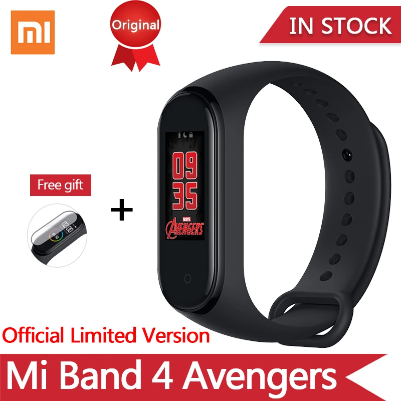 Новейший Xiaomi mi браслет 4 Мстители официальное издание Смарт mi Band 4 Мститель браслет Bluetooth 5,0 пульсометр фитнес