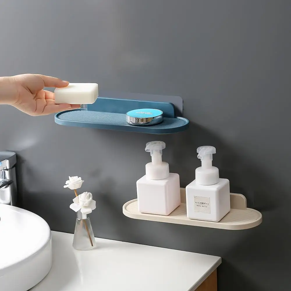 

Punch-free Bathroom Shampoo Soap Rack Toilet Tissue Holder Towel Shelf Wall-mounted Debris Holder Makeup Cosmetics Organizer