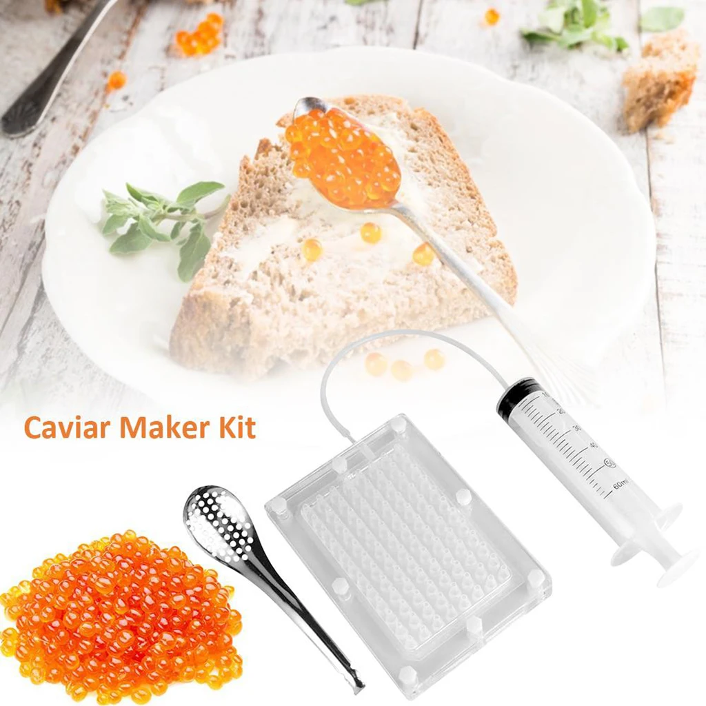 Molecular Gastronomy Caviar Maker Gourmet 96-Hole Fish Roe Sauce Strainer Caviar Filter Spherification Dropper Kit Gadgets