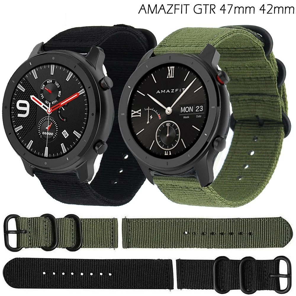 Нейлоновый холщовый ремешок для Xiaomi Huami Amazfit Bip Stratos 3 2/2S темп GTR 42/47 мм наручных