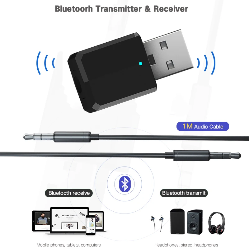 5 0 2 в 1 Bluetooth передатчик приемник USB AUX 3 мм стерео Музыка Аудио KN320 беспроводной