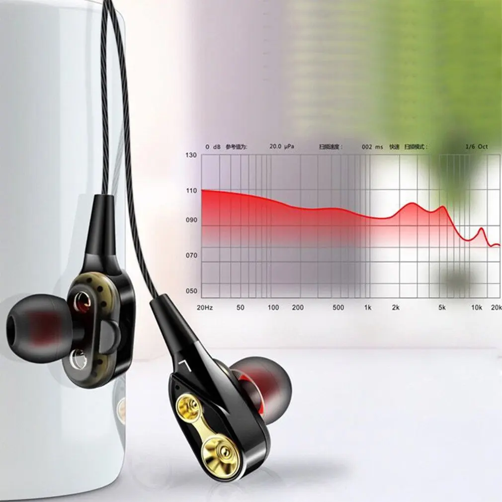 Magnetic Wired Stereo in-Ear Earphones Super Bass Dual Drive Headset Earbuds Earphone For Huawei Samsung SmartPhone