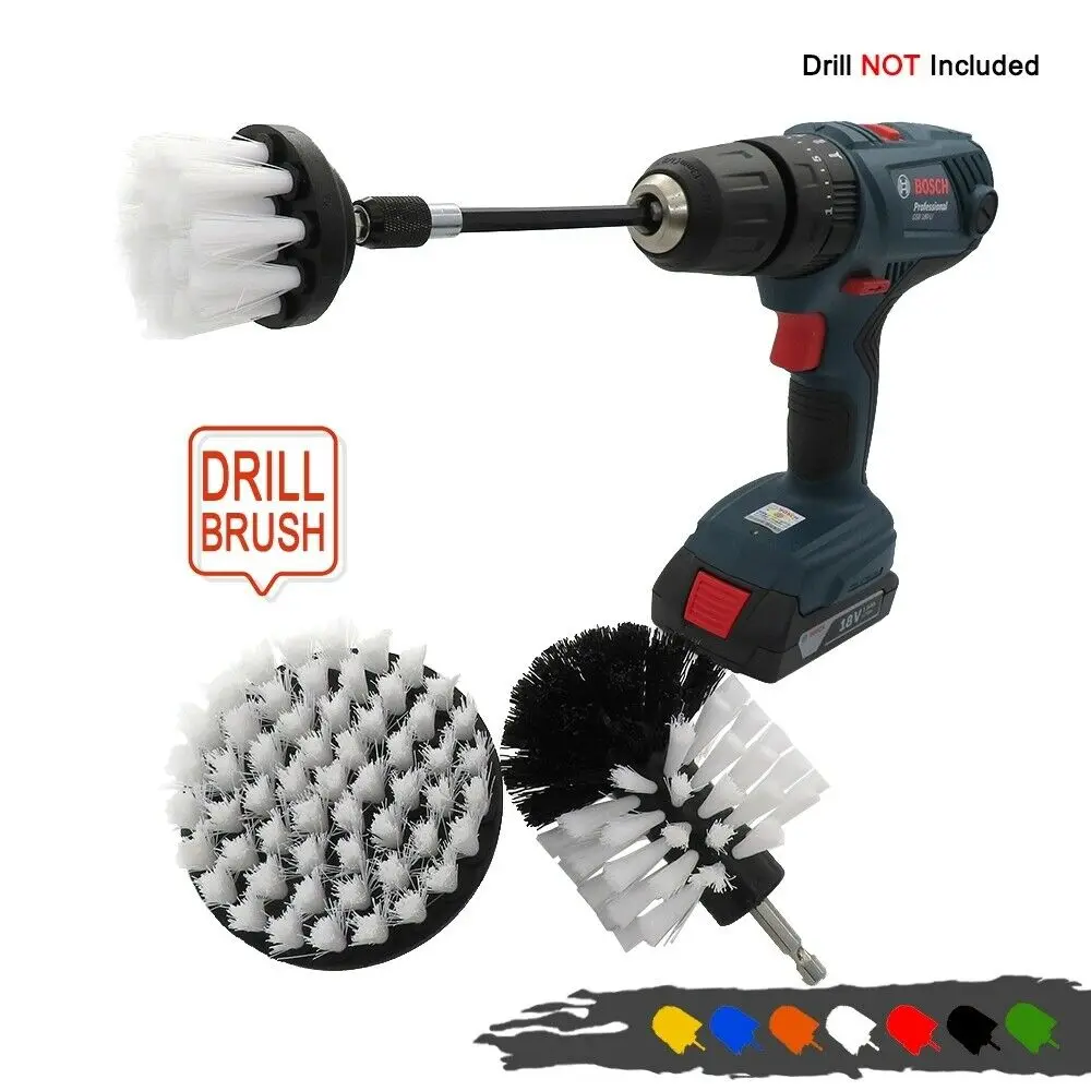 

White color 4pcs Drill Brush Set Tile Grout Power Scrubber Cleaner Spin Tub Shower Wall Car cleaning tools