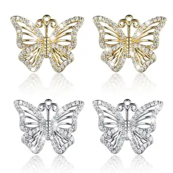 

EUDORA dazzling Gold butterfly silver butterfly Stud Earrings with Crystal CZ Women earrings fine Jewelry girl birthday Gifts