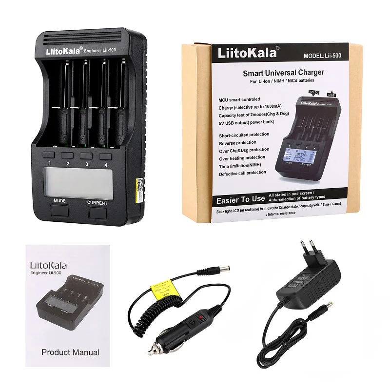 Carregador de Bateria para 3.7v Liitokala 18500 16340 17500 25500 10440 14500 26650 1.2v aa Aaa Lii500 Lii-500 Lcd 18650 18350 - Image 2