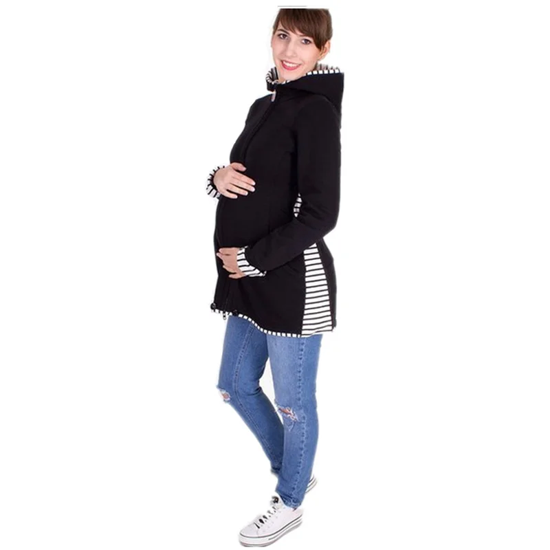 Hoodie Maternity Women Clothes Baby Kangaroo Carrier Jacket Spring Autumn Pregnancy Coat With Zipper Pocket B0017