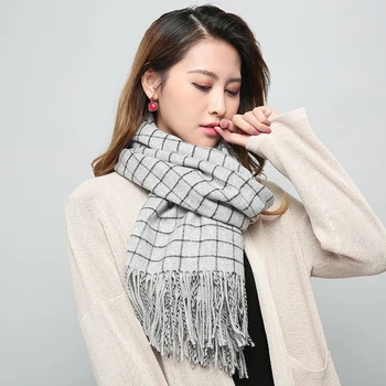 

SH009 Women Scarf Plaid Long Tassel Wool Scarf Ladies Thick Warm Winter Scarf Female Pashmina Women Shawls Wraps Scarf for Women
