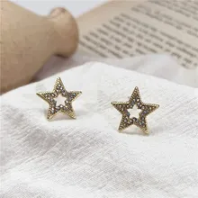 Fashion temperament contracted colorful hollow-out five-pointed star earring character joker earrings sell like hot cakes