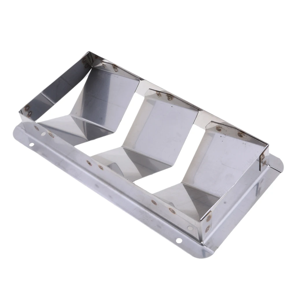 Stainless Steel Slotted Ventilator Vent 3 Louver  Ventilation Gill Plate  - Marine Yacht Air Vents Boat Fitting - Silver