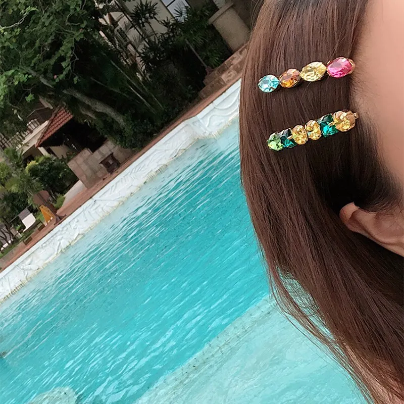 MENGJIQIAO корейская ТВ Звезда новые блестящие хрустальные заколки для волос для женщин девушек Модные Элегантные Красочные вечерние ювелирные изделия