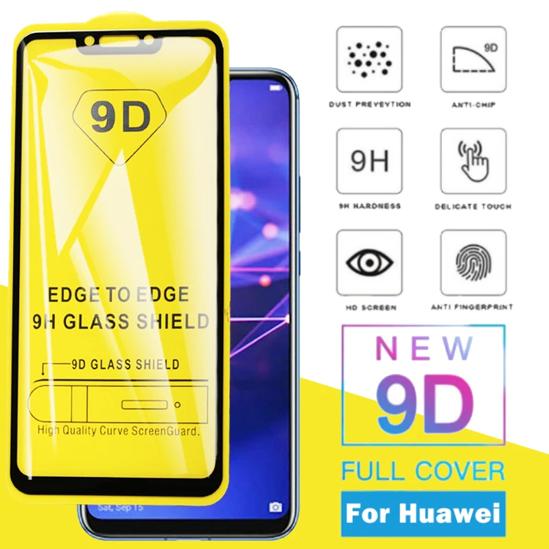 

9D Full Cover Tempered Glass For Huawei Mate 20 Lite Screen Protector for huawei P20 Lite P20pro Nova 3i P Smart Protective Film