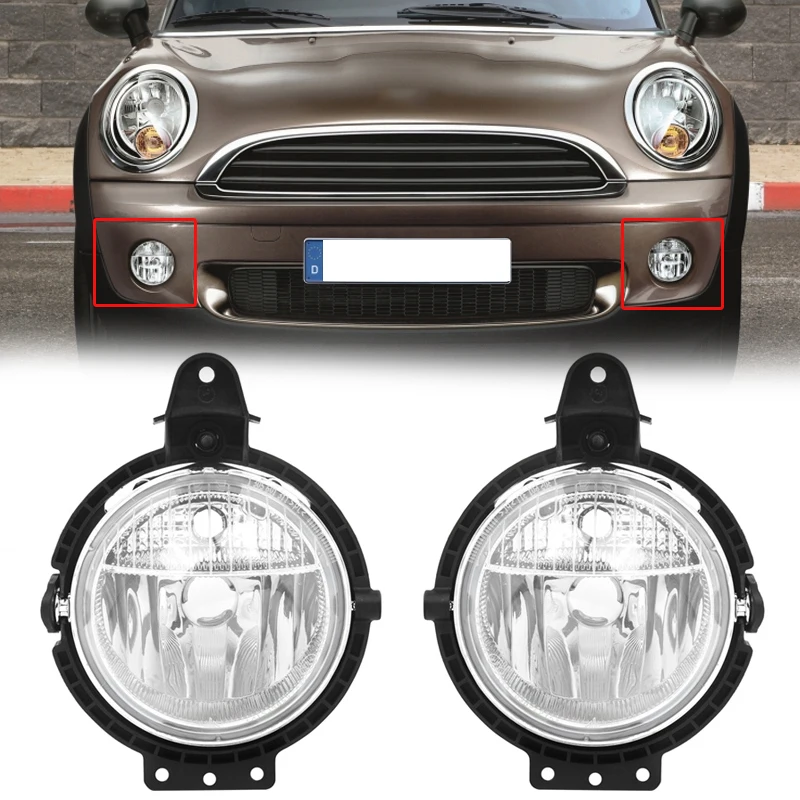 

MagicKit Front Fog Light Lamp Set Transparent For BMW MINI COOPER R55 R56 R57 R58 Cooper 2007-2014 Front Bumper Lamps No Bulb