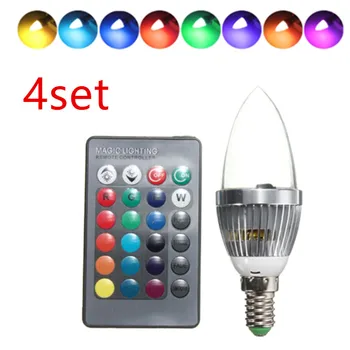 

4set E14 RGB LED Light Bulb 16 Color Changing Candle Light Spotlight Bulb Lamp with Remote Control Support Dropshipping