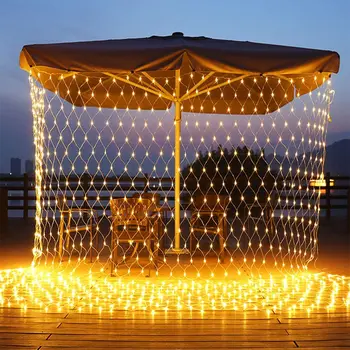2X2M 3X2M 6X4M Outdoor Tuin Led Mesh Net Fairy String Light kerstvakantie Wedding Party Gordijn Guirlande Verlichting