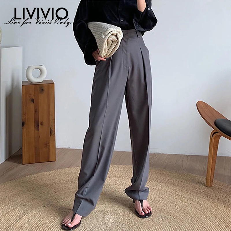 [LIVIVIO] повседневные широкие брюки женские свободные длинные 2019 Осенняя корейская