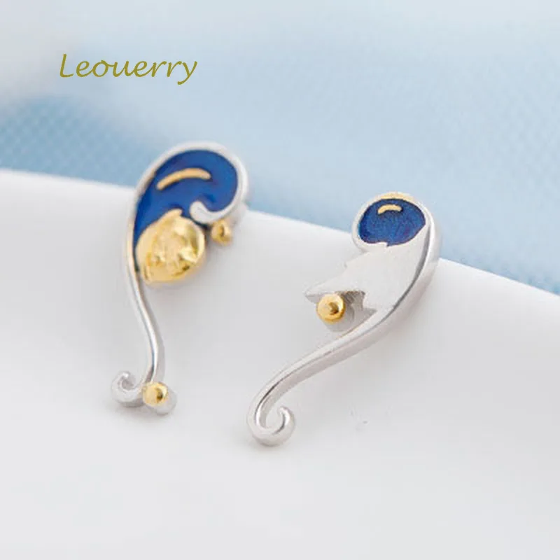 

Leouerry 925 Sterling Silver Moon Star Earring Creative Van Gogh's Starry Sky Enamel Stud Earrings for Women Romantic Jewelry