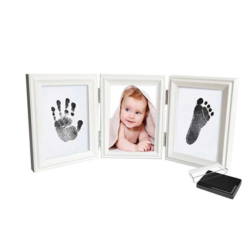 

Three Fold Hand And Foot Print Handprints Photo Frame To Commemorate Baby Newborn Full Moon Hundred Days Gift Baby Hand And Foot