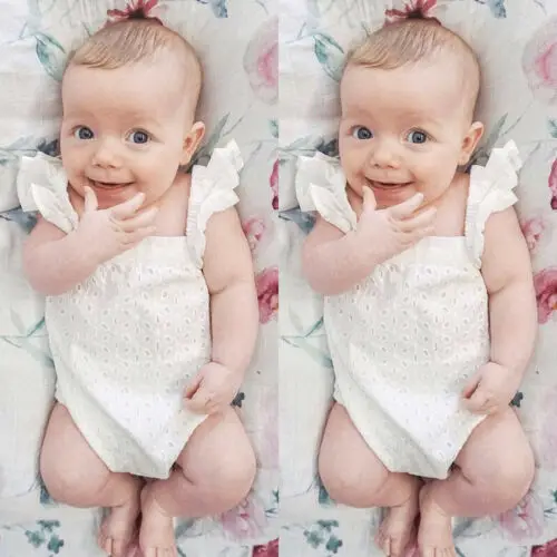

Summer Solid Toddler Baby Girls Flower Romper Bodysuit Jumpsuit Outfits Sunsuit Playsuit