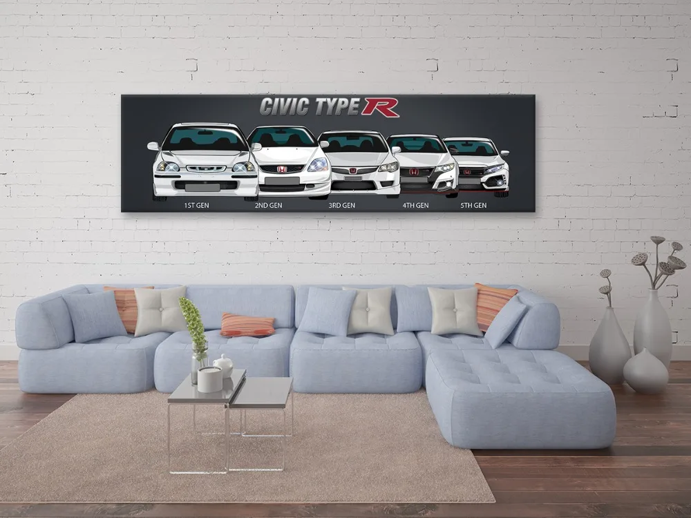 Настенный художественный модульный плакат с изображением холста Ретро Honda CIVIC Автомобильная живопись современное украшение дома гостиная 1 шт. баннер