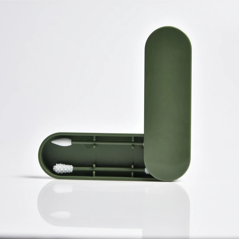 Многоразовые ватный тампон для чистки ушей Косметический Силиконовый бутоны тампоны палочки для очистки макияжа и прикосновений; Прямая поставка; 1/2 шт - Цвет: Army Green