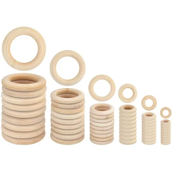 

Natural Wood Rings for DIY Craft, Ring Pendant and Connectors Jewelry Making, 6 Size 60Pcs