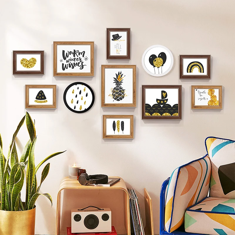 

Multi-frame Retro Picture Frame Combination Set Wall Hanging Family Collage Photo Frame Pendant Home Decorative Photo Holder