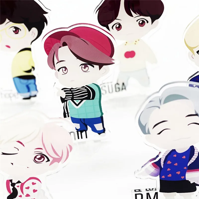 KPOP Bangtan мальчики аниме прозрачный Стенд фигура кукла доска декор стола CarDecor JUNG KOOK SUGA JIMIN JIN мальчик с Luv поддельная любовь