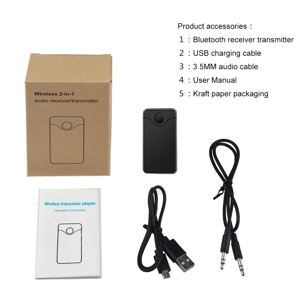 Portable Bluetooth 4 2 RCA 3 5mm Aux Audio Transmitter Receiver mini Stereo Music Wireless adapter for TV Car Headphone Speaker