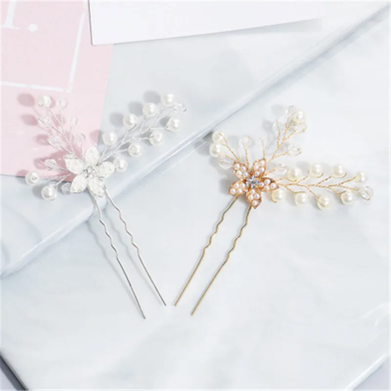 

Pearls Star Flower Bridal Hairpin Sets Ziron Bead Accessories Statement Handmade Bride Headwear Girls Bride Headpiece Hairpin
