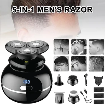 

5 In 1 New Electric Shaver Rechargeable Electric Beard Trimmer Shaving Machine for Men Beard Razor Wet-Dry Dual Use Washable