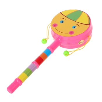 

Baby Cartoon Musical Instrument Hand Bell Shaking Rattle Drum Spin Fun Kids Toy