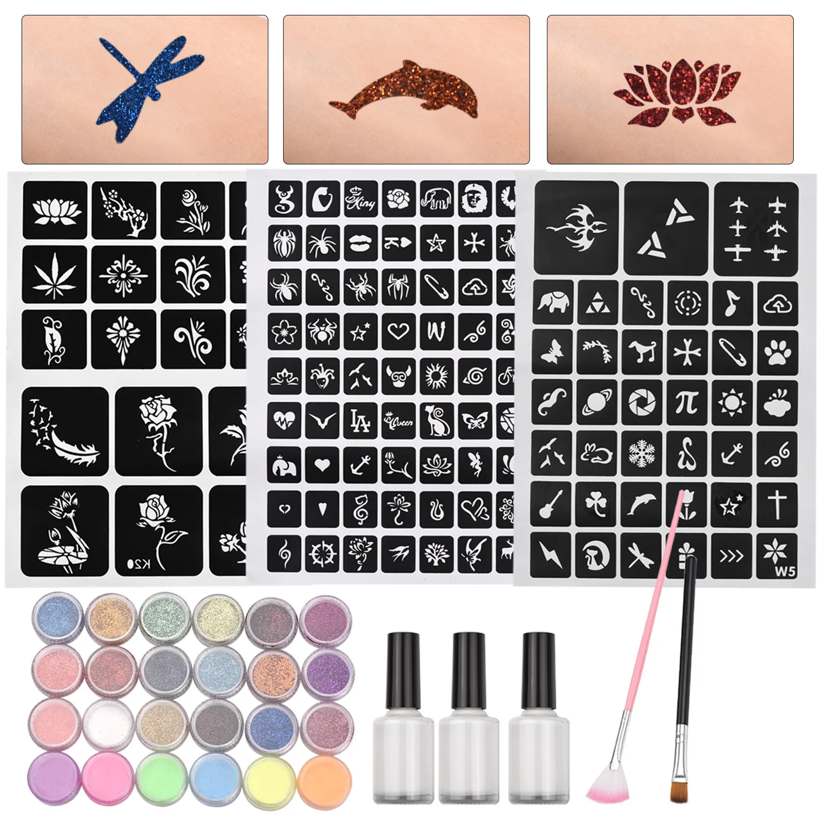 Блестящая пудра в комплекте светящаяся косметика свободный блеск для татуировок