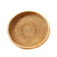 Beautiful Wicker Tray Wear Resistant Basket Handmade Not Easily Deformed Fruit Food Hand-Woven Rattan Tray 1
