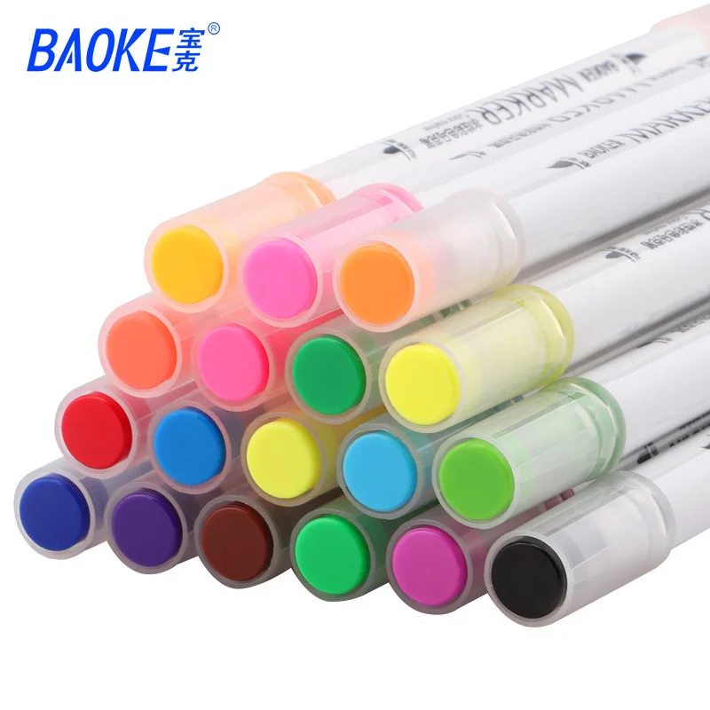 

Baoke Mark Pen D289 Double Headed Water-Based Color Painted Hand-Painted Design Watercolor Pen 12/18/24/36 Color Dress