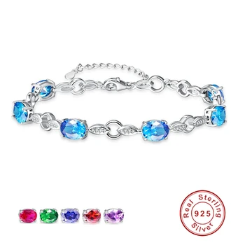 

New Created Stone Genuine S925 Silver Leaf Shape Charm Bracelets 925 Sterling Silver Bracelet for Women Wedding Party Jewelry