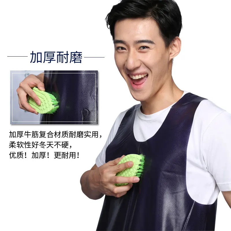 Thick vest type waterproof apron long men and women kitchen aquatic workwear beef tendon oil-resistant leather waist apron