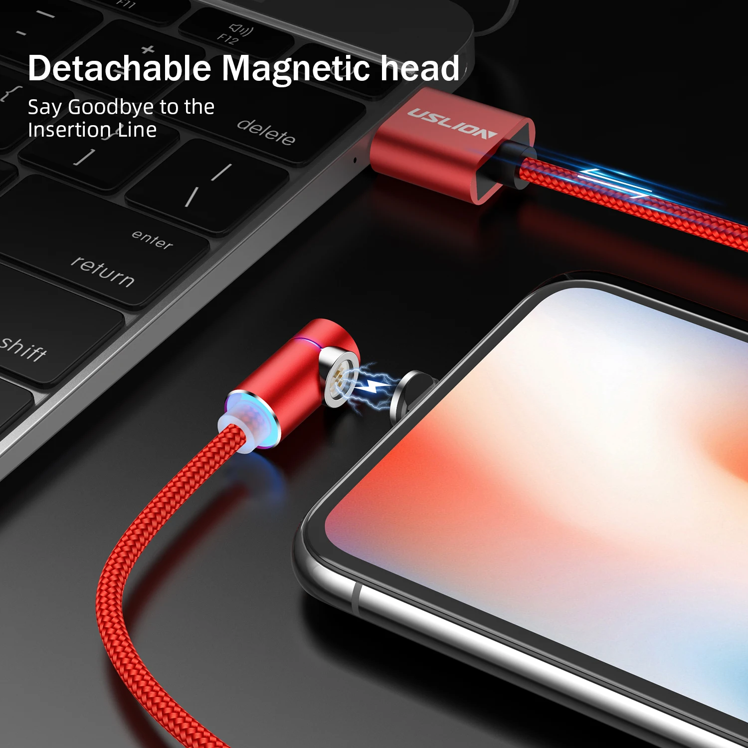 Магнитный USB кабель USLION для Samsung S9 магнитный быстрой зарядки и передачи данных Тип