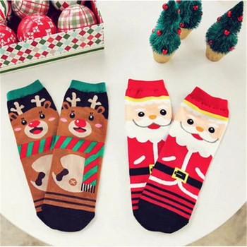 

Casual Women Soft Winter Socks Christmas Warm Soft Cotton Sock Cute Santa Claus Deer Snowman Shape Holiday Party Accessories