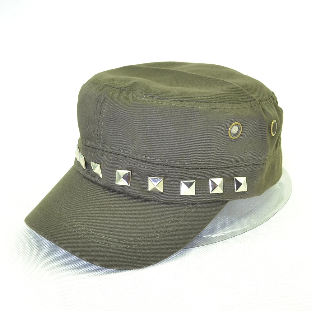 Rivets Army Cap Flat top Snapback hat 