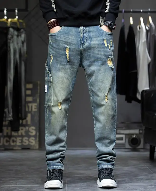 Loose Mens Hiphop Baggy Denim Pants 